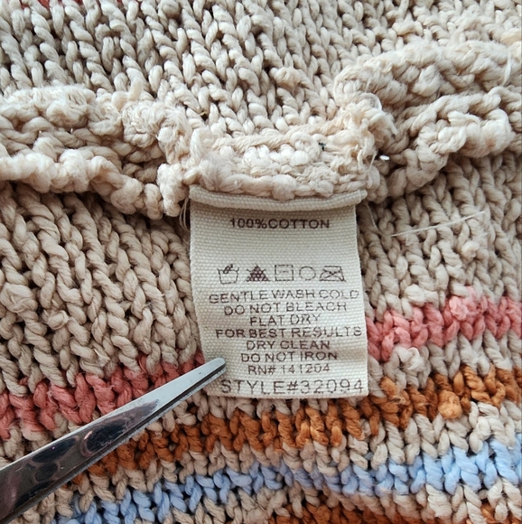 HEM & THREAD Boho Knit Baja‎ Hoodie Striped Slouchy Pullover Women's Large - Picture 4 of 6